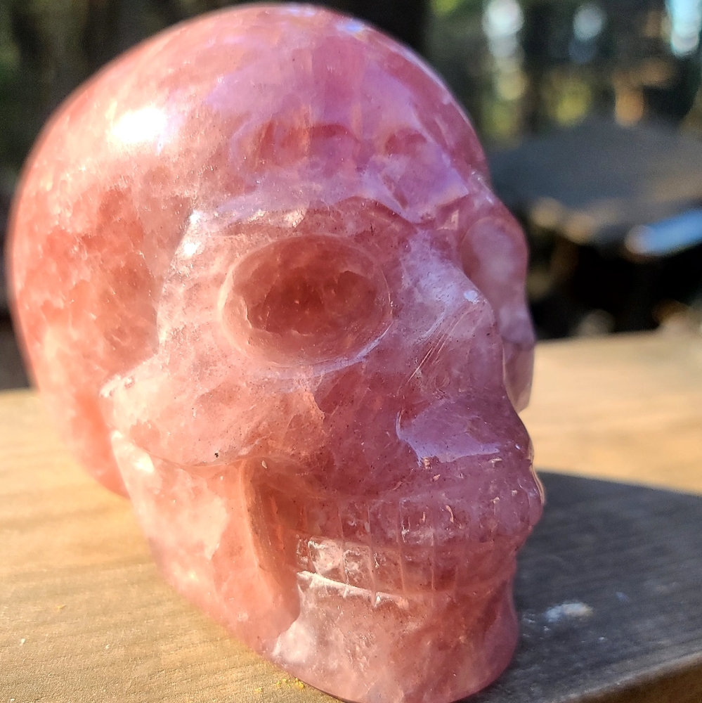 Rose Quartz Skull (Goth + Pink + Punk + Crystals + Magic + Modern Decor!)